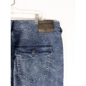 True Religion Jeans Mens Ricky Blue 38 Relaxed Straight Embroidered Flap Logo